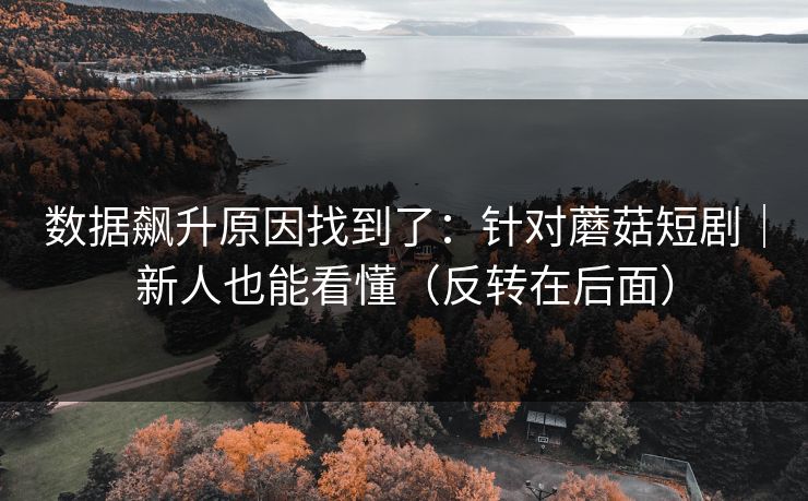 数据飙升原因找到了：针对蘑菇短剧｜新人也能看懂（反转在后面）