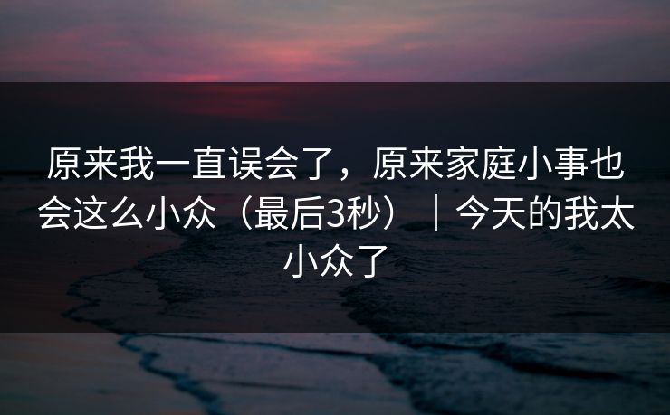 原来我一直误会了，原来家庭小事也会这么小众（最后3秒）｜今天的我太小众了