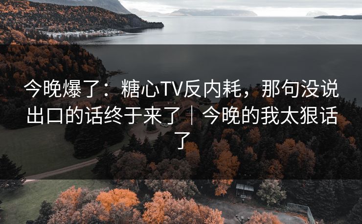 今晚爆了：糖心TV反内耗，那句没说出口的话终于来了｜今晚的我太狠话了