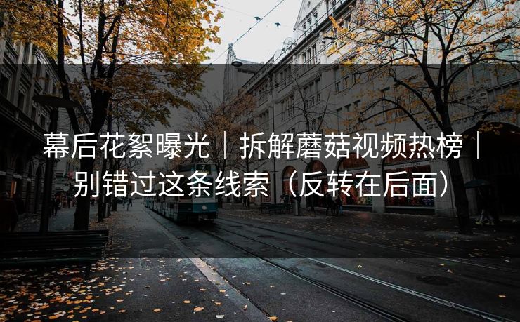 幕后花絮曝光｜拆解蘑菇视频热榜｜别错过这条线索（反转在后面）