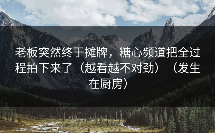老板突然终于摊牌，糖心频道把全过程拍下来了（越看越不对劲）（发生在厨房）