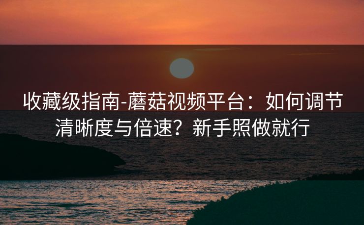 收藏级指南-蘑菇视频平台：如何调节清晰度与倍速？新手照做就行