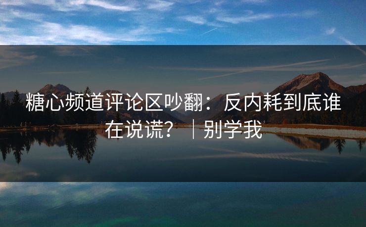 糖心频道评论区吵翻：反内耗到底谁在说谎？｜别学我